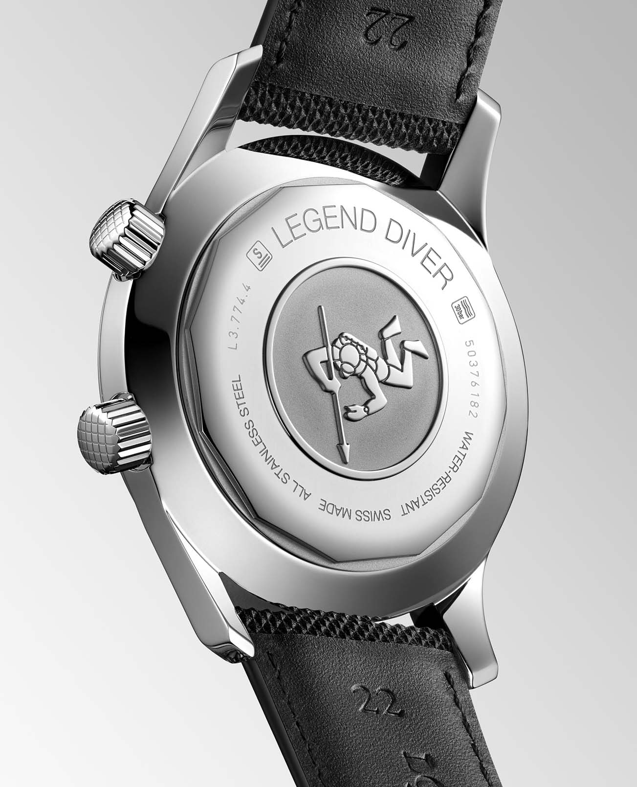 Оригинальные часы Longines Longines Legend Diver Watch L3.774.4.50.0  механические калибр механизма l888 общий вид